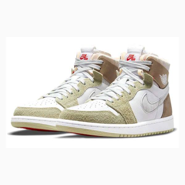 White / Grey / Brown Nike Zoom Air CMFT Aura Basketball Shoes Women's Air Jordan 1 | JD-403KR