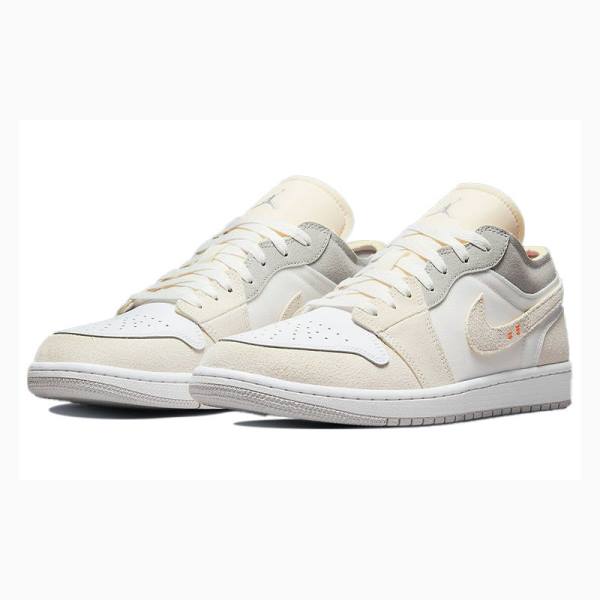 White / Grey Nike Low Inside Out Sneakers Men's Air Jordan 1 | JD-281JG