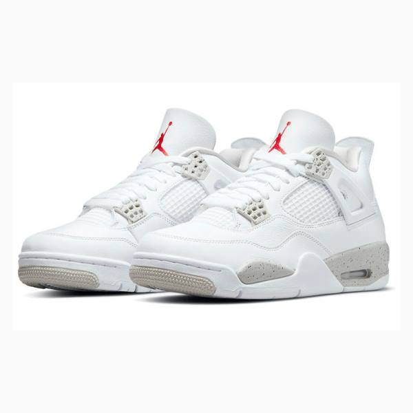 White / Grey Nike Retro Oreo Tech Basketball Shoes Men's Air Jordan 4 | JD-376EA