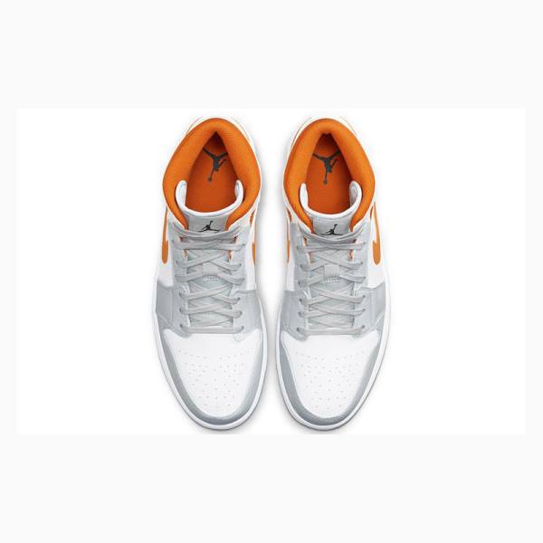 White / Grey / Orange Nike Mid Starfish Basketball Shoes Men's Air Jordan 1 | JD-934CW