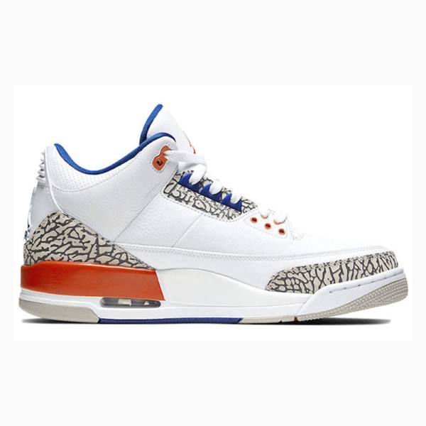 White / Grey / Orange Nike Retro Knicks Basketball Shoes Men's Air Jordan 3 | JD-372BO