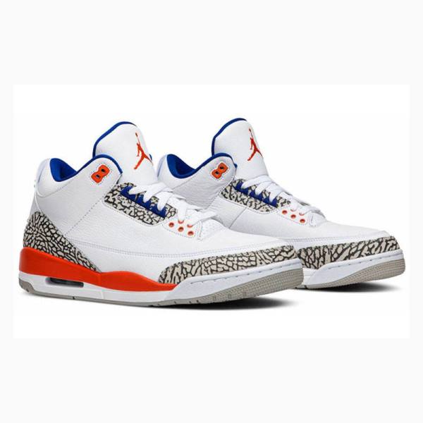 White / Grey / Orange Nike Retro Knicks Basketball Shoes Men's Air Jordan 3 | JD-372BO