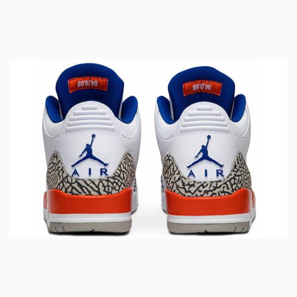 White / Grey / Orange Nike Retro Knicks Basketball Shoes Men's Air Jordan 3 | JD-372BO