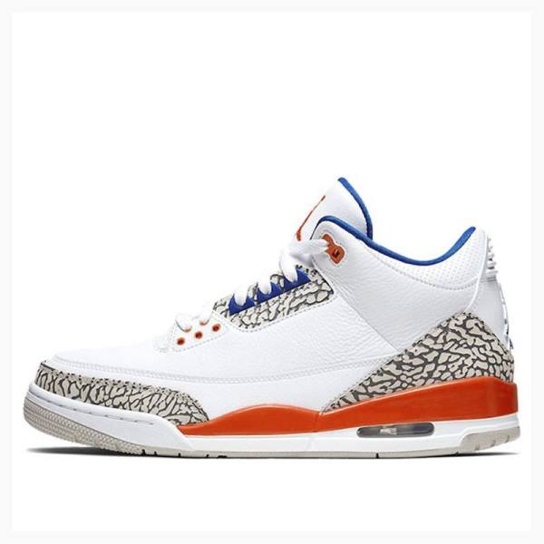 White / Grey / Orange Nike Retro Knicks Basketball Shoes Men\'s Air Jordan 3 | JD-372BO