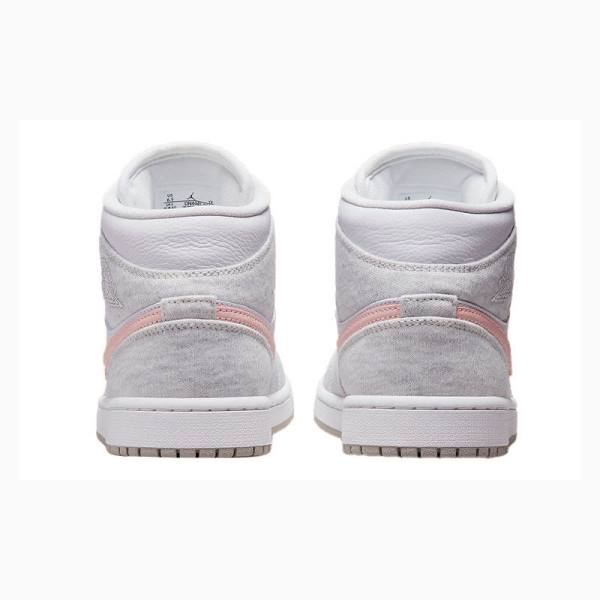 White / Grey / Pink Nike Mid SE Light Iron Ore Light Iron Ore (W) Basketball Shoes Women's Air Jordan 1 | JD-142HQ