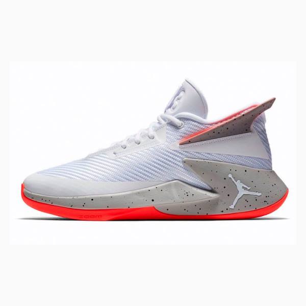 White / Grey / Red Nike Fly Lockdown Basketball Shoes Men's Air Jordan | JD-310GS