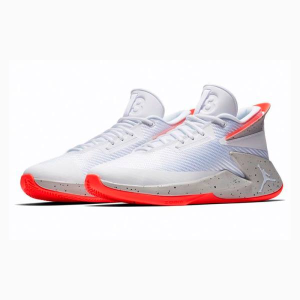 White / Grey / Red Nike Fly Lockdown Basketball Shoes Men's Air Jordan | JD-310GS