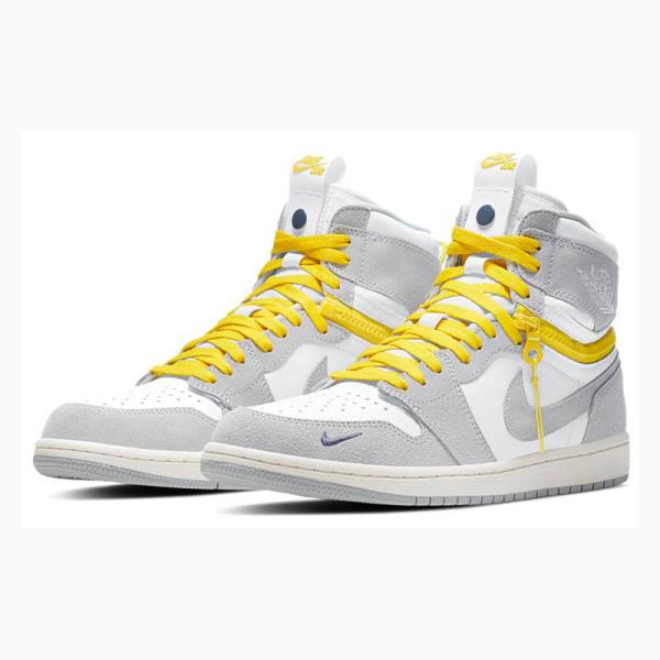 White / Grey / Yellow Nike High Switch Basketball Shoes Men's Air Jordan 1 | JD-089PY