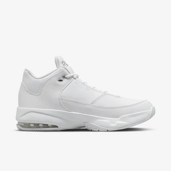 White / Metal Silver Nike Max Aura 3 Basketball Shoes Men's Air Jordan | NK620FWJ