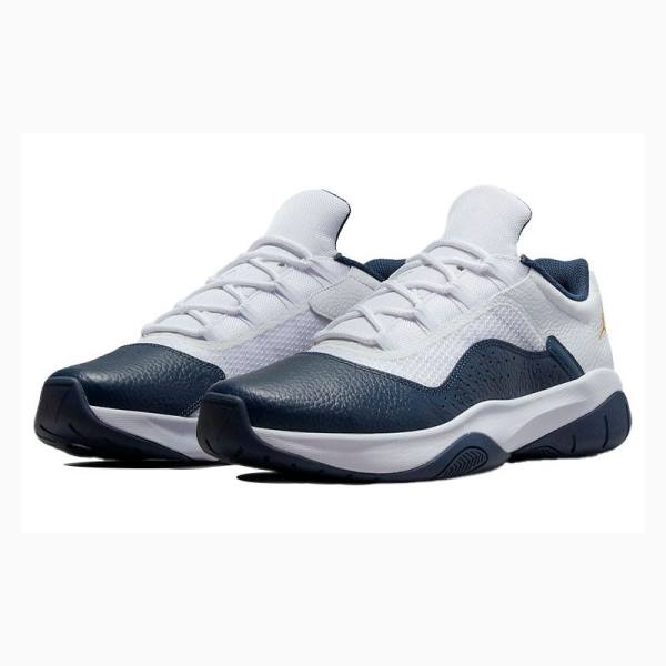 White / Navy Nike CMFT Low Michigan Armory Sneakers Men's Air Jordan 11 | JD-490MH