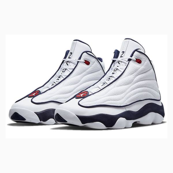 White / Navy Nike Pro Strong Basketball Shoes Men's Air Jordan | JD-601AO