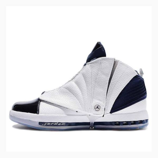 White / Navy Nike Retro Basketball Shoes Men\'s Air Jordan 16 | JD-437ZG