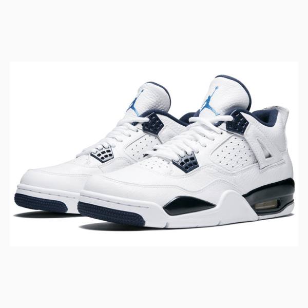 White / Navy Nike Retro LS Legend Basketball Shoes Men's Air Jordan 4 | JD-865ZT