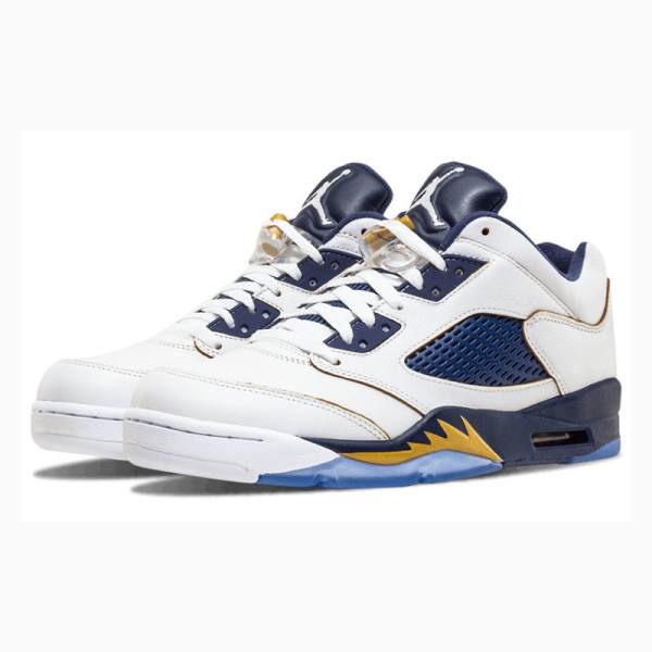 White / Navy Nike Retro Low Dunk From Above Sneakers Men's Air Jordan 5 | JD-479VJ