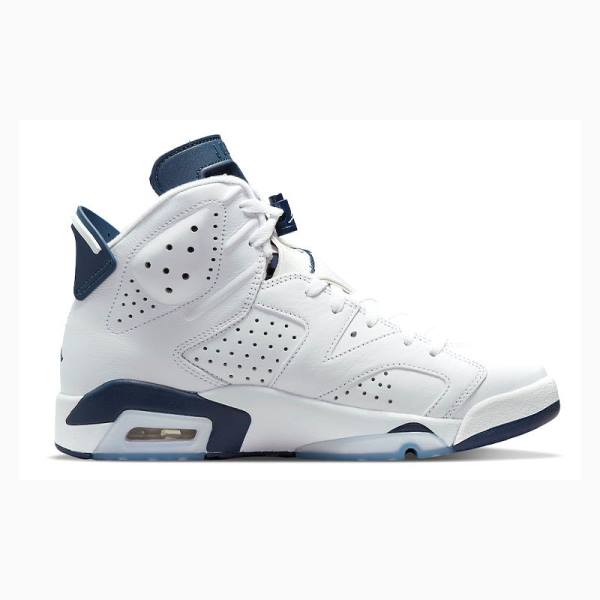 White / Navy Nike Retro Midnight Basketball Shoes Men's Air Jordan 6 | JD-562QT