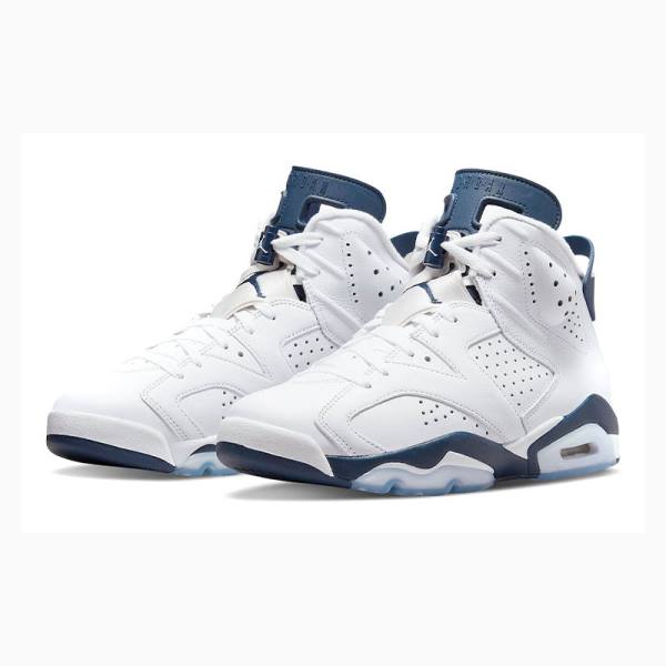 White / Navy Nike Retro Midnight Basketball Shoes Men's Air Jordan 6 | JD-562QT