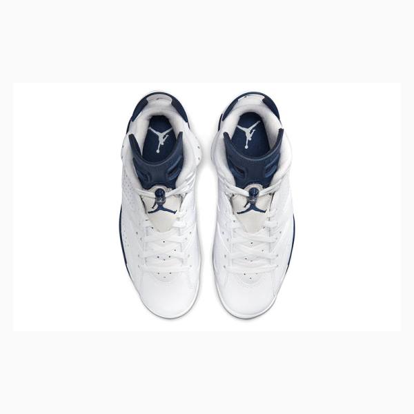 White / Navy Nike Retro Midnight Basketball Shoes Men's Air Jordan 6 | JD-562QT