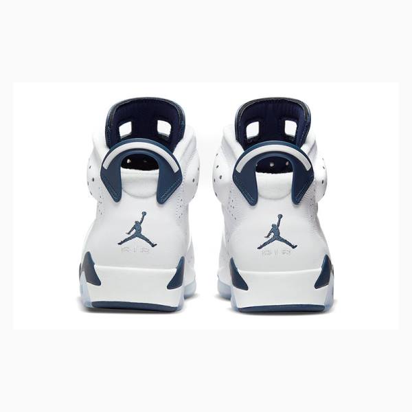 White / Navy Nike Retro Midnight Basketball Shoes Men's Air Jordan 6 | JD-562QT