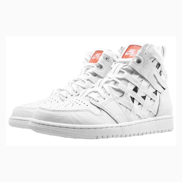 White Nike High Cargo 'Metallic Silver' Basketball Shoes Men's Air Jordan 1 | JD-697MP