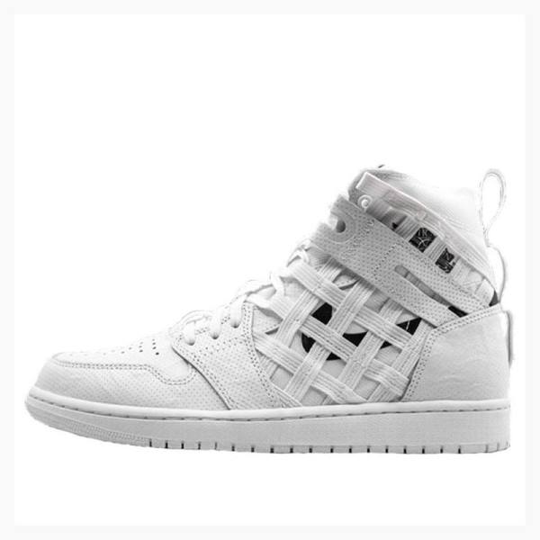 White Nike High Cargo \'Metallic Silver\' Basketball Shoes Men\'s Air Jordan 1 | JD-697MP