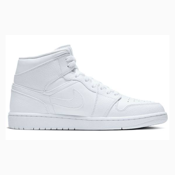 White Nike Mid Basketball Shoes Men's Air Jordan 1 | JD-078BS