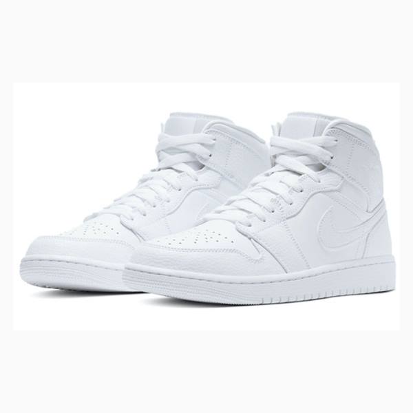 White Nike Mid Basketball Shoes Men's Air Jordan 1 | JD-078BS