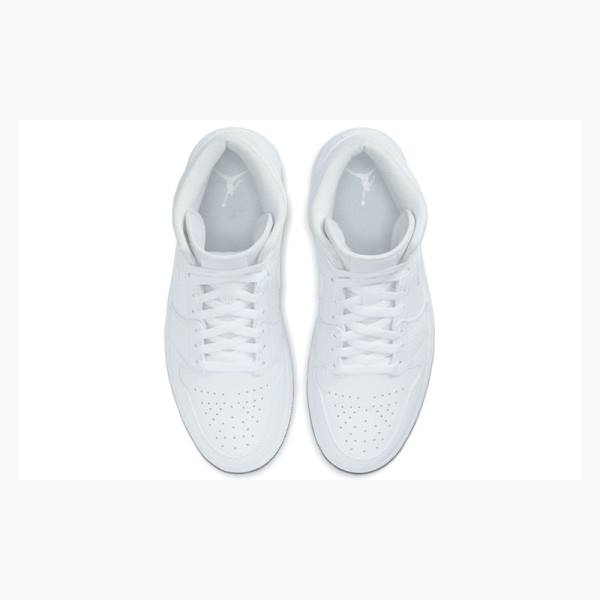 White Nike Mid Basketball Shoes Men's Air Jordan 1 | JD-078BS