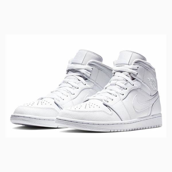 White Nike Mid Basketball Shoes Men's Air Jordan 1 | JD-429UT