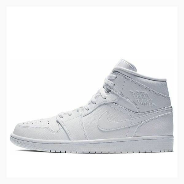 White Nike Mid Basketball Shoes Men\'s Air Jordan 1 | JD-429UT