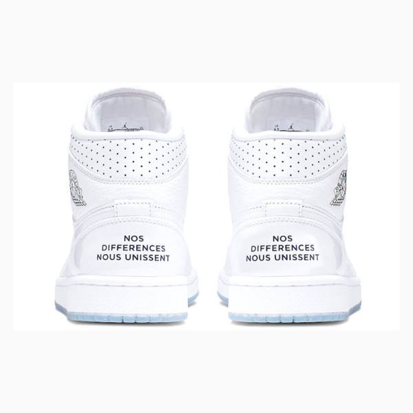 White Nike Mid Basketball Shoes Women's Air Jordan 1 | JD-537GS