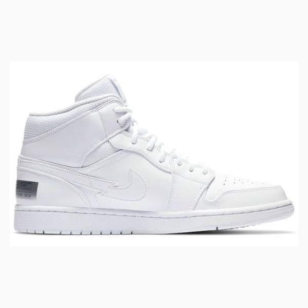 White Nike Mid Euro Tour Basketball Shoes Men's Air Jordan 1 | JD-940KI