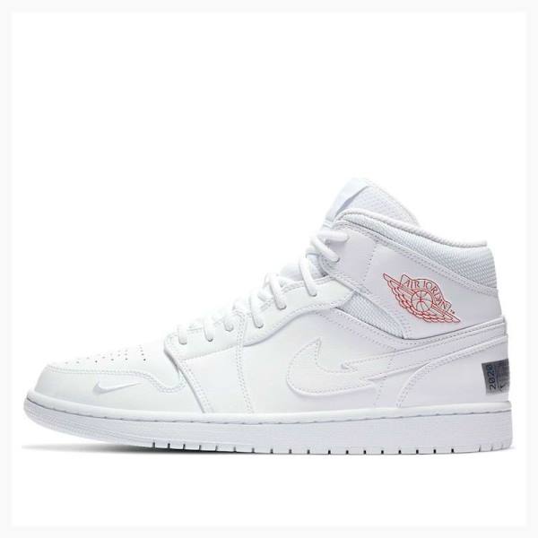 White Nike Mid Euro Tour Basketball Shoes Men\'s Air Jordan 1 | JD-940KI