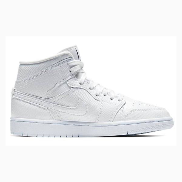 White Nike Mid 'White Snakeskin'(W) Basketball Shoes Women's Air Jordan 1 | JD-174GL