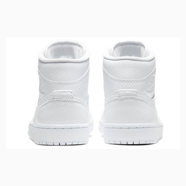 White Nike Mid 'White Snakeskin'(W) Basketball Shoes Women's Air Jordan 1 | JD-174GL