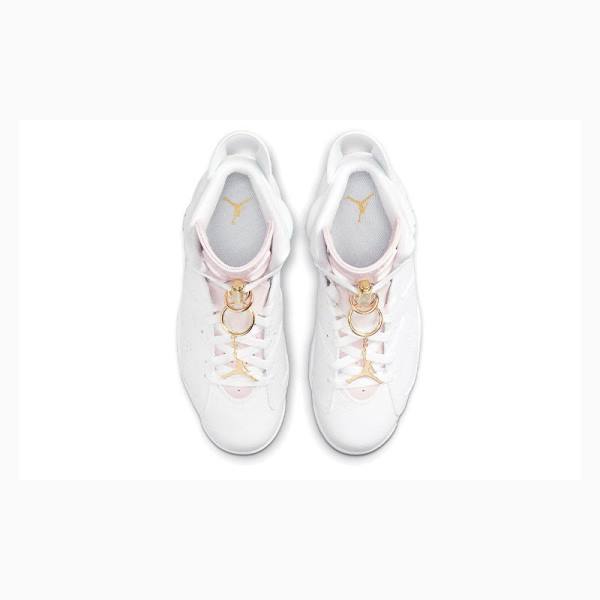 White Nike Retro Gold Hoops Basketball Shoes Women's Air Jordan 6 | JD-415QX