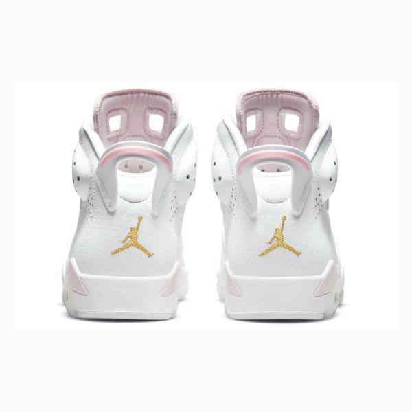 White Nike Retro Gold Hoops Basketball Shoes Women's Air Jordan 6 | JD-415QX