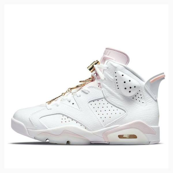 White Nike Retro Gold Hoops Basketball Shoes Women\'s Air Jordan 6 | JD-415QX