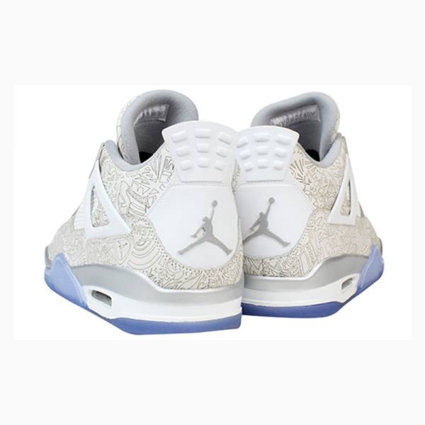 White Nike Retro Laser Basketball Shoes Men's Air Jordan 4 | JD-140MS