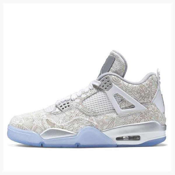 White Nike Retro Laser Basketball Shoes Men\'s Air Jordan 4 | JD-140MS