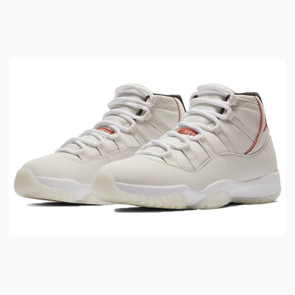 White Nike Retro Platinum Tint Basketball Shoes Men's Air Jordan 11 | JD-471IS