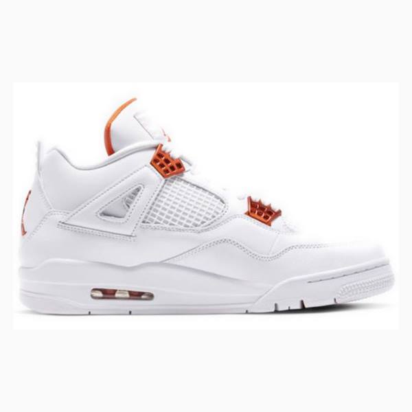 White / Orange Nike Retro Metallic Pack Basketball Shoes Men's Air Jordan 4 | JD-267JG