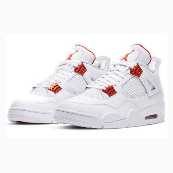 White / Orange Nike Retro Metallic Pack Basketball Shoes Men's Air Jordan 4 | JD-267JG