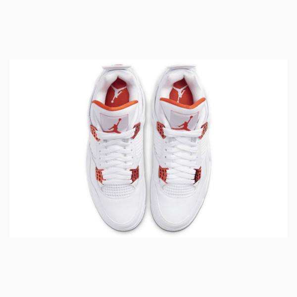 White / Orange Nike Retro Metallic Pack Basketball Shoes Men's Air Jordan 4 | JD-267JG