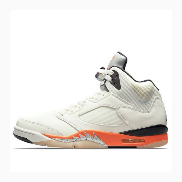 White / Orange Nike Retro Shattered Backboard Basketball Shoes Men\'s Air Jordan 5 | JD-876GP