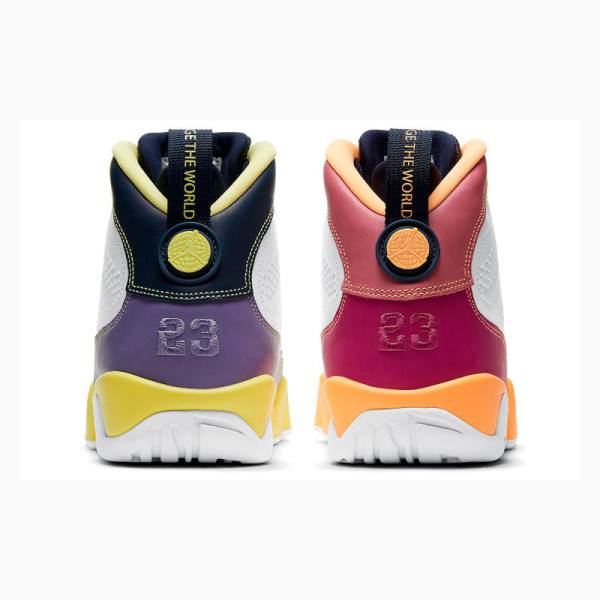 White / Orange / Purple Nike Retro Change The World Basketball Shoes Women's Air Jordan 9 | JD-529TW