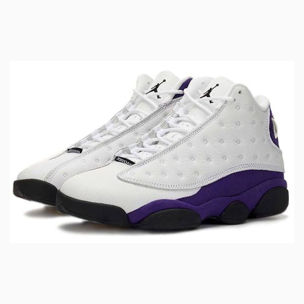 White / Purple / Black Nike Retro Lakers Basketball Shoes Men's Air Jordan 13 | JD-910IJ