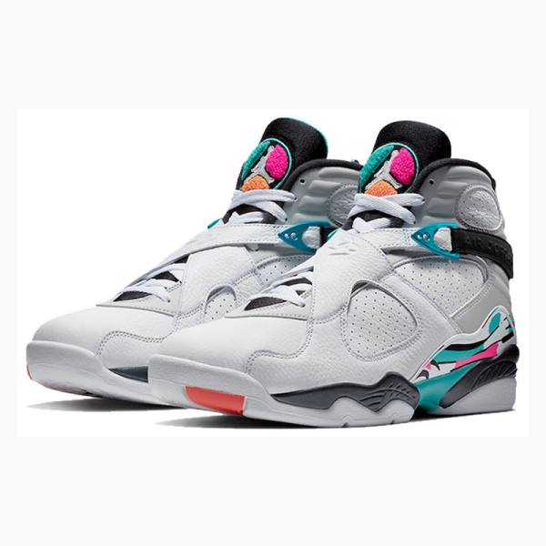 White / Purple / Blue Nike Retro South Beach Basketball Shoes Men's Air Jordan 8 | JD-047MK