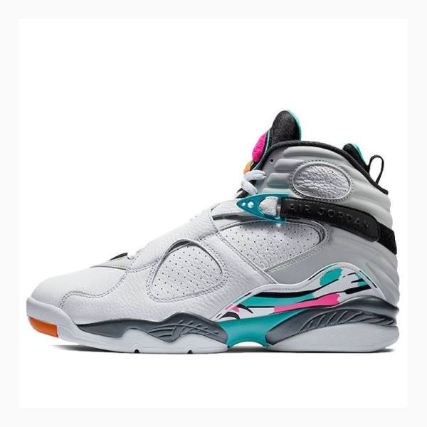 White / Purple / Blue Nike Retro South Beach Basketball Shoes Men\'s Air Jordan 8 | JD-047MK