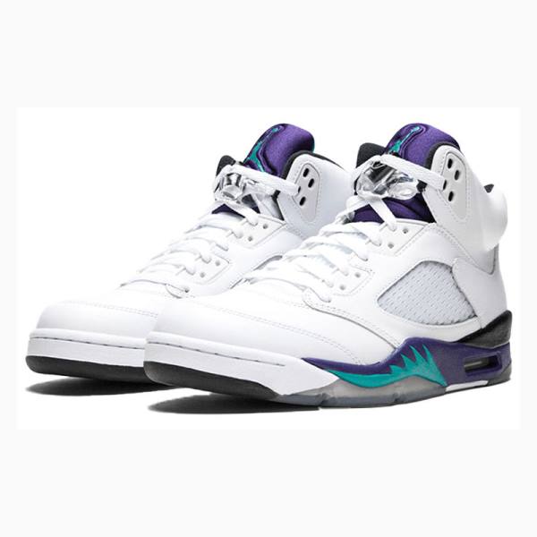 White / Purple Nike Retro Grape Basketball Shoes Men's Air Jordan 5 | JD-850WE