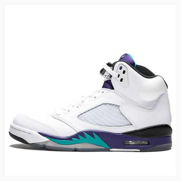 White / Purple Nike Retro Grape Basketball Shoes Men\'s Air Jordan 5 | JD-850WE